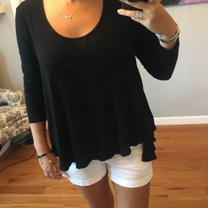 Long Sleeve Black Swing Top